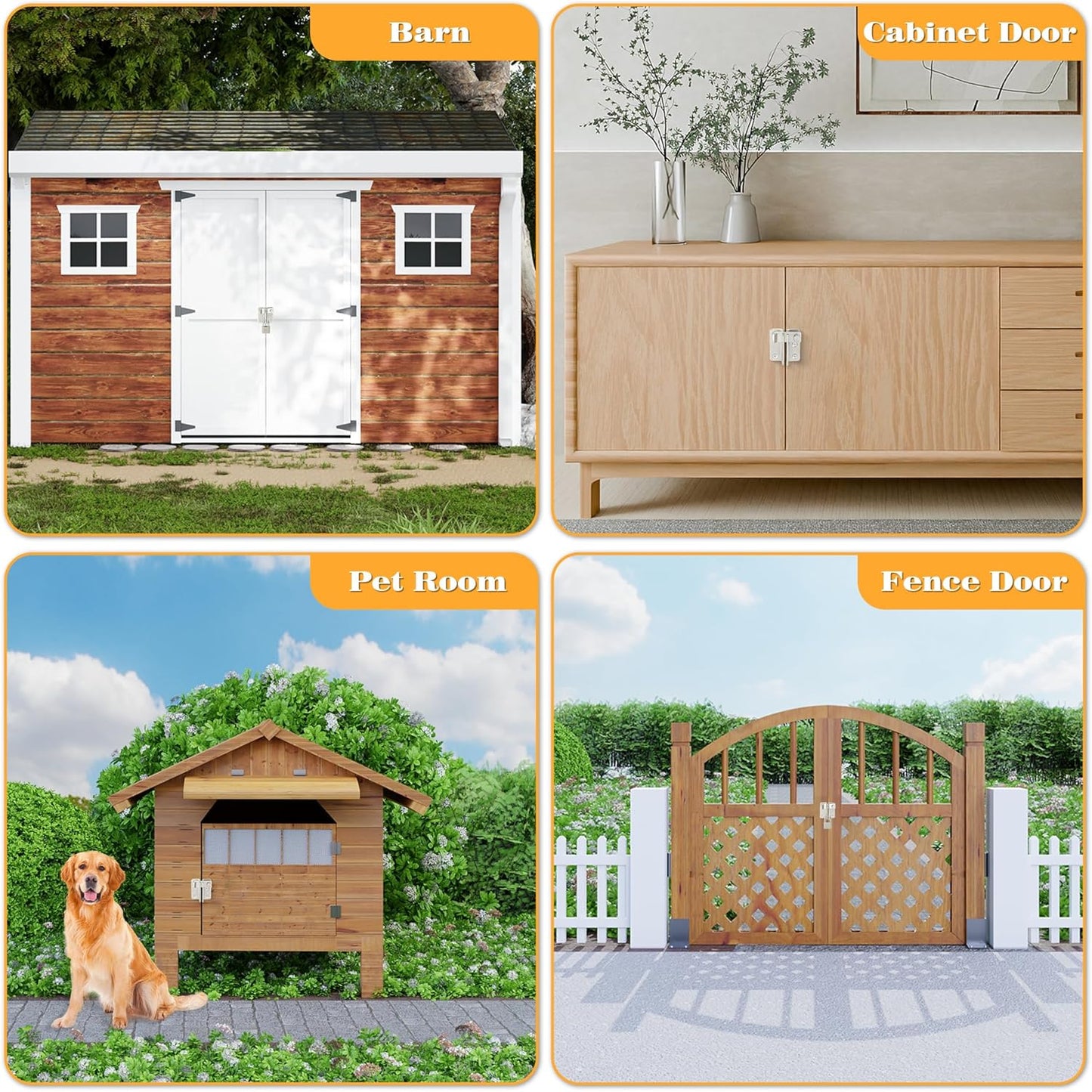 Alise Flip Latch,Gate Latches Slide Bolt Latch Safety Door Lock Catch for Barn Cabinet Pet Cage Fence Bathroom Garage Window,Heavy Duty Stainless Steel Gate Hardware Locks,Brushed Nickel MS3006R-LS