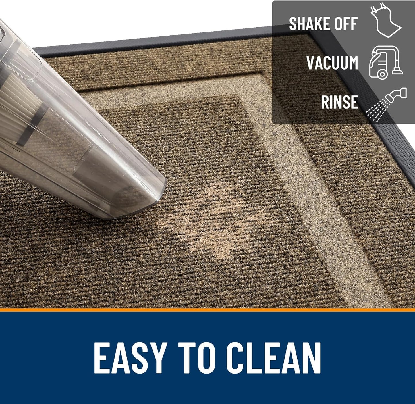 OLANLY Front Door Mat Indoor Outdoor Entrance, Waterproof All-Season, All-Weather Doormat, Sturdy Natural Rubber, Fade Resistant, Low Profile, Easy Clean Patio Porch Entryway Mat, 71x47, Brown