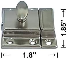 QCAA Oval Turn Cabinet Latch, for Cupboard & Other Furniture, Small, Satin Nickel, 2 Pack, Made in Taiwan