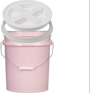 House Naturals 5 Gallon Pink Food Grade Bucket Pail with Air Tight screw on Lid (Pack of 2) Made in USA buckets