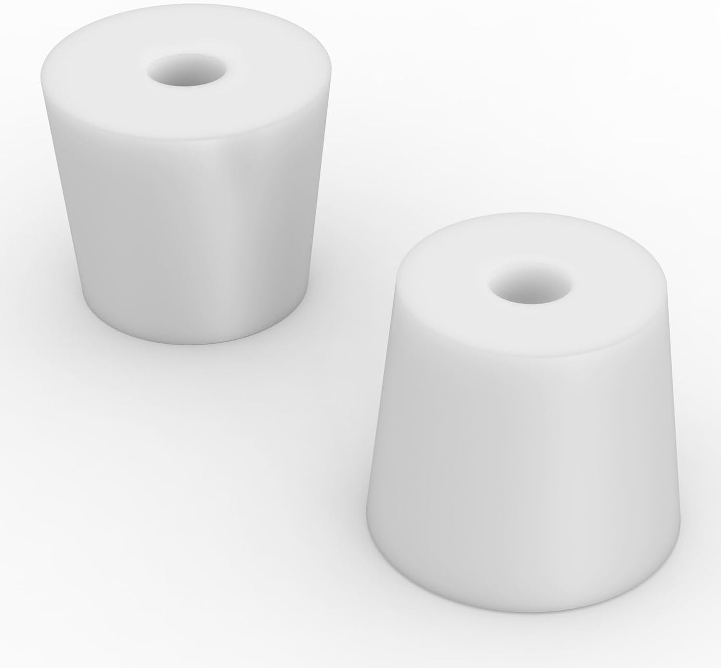 Labasics 5-Pack 6# Single-Hole Silicone Stoppers, White Tapered Lab Seal Stoppers with 0.31" Hole, Durable and Reusable Silicone Plugs for Laboratory Glassware, Airtight Sealing, and Experiments