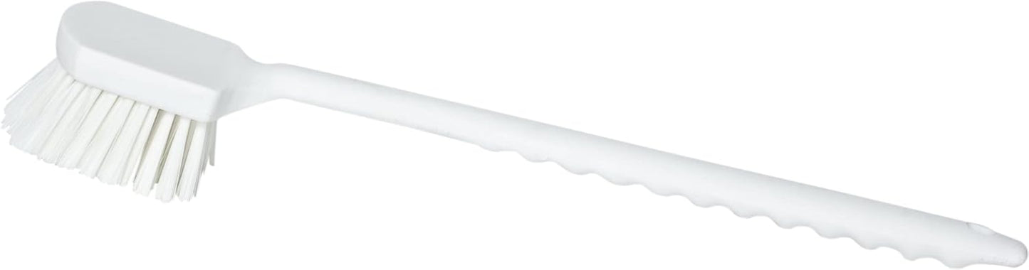 SPARTA Plastic Large Scrub Brush, Kitchen and Utility Brush with Long Handle for Cleaning, 20 Inches, White (Pack of 2)