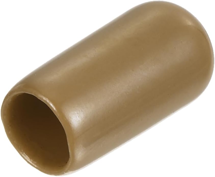 uxcell 20pcs Rubber End Caps 6.5mm(1/4") ID Vinyl PVC Round Tube Bolt Cap Cover Screw Thread Protectors Light Brown