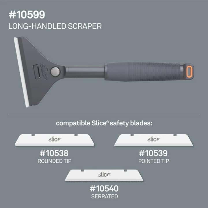 Slice 10599-CS Long-Handled Ceramic Scraper, Never Rusts, Lasts 11x as Long as Metal, Ergonomical Handle for Less Fatigue, 6 Pack