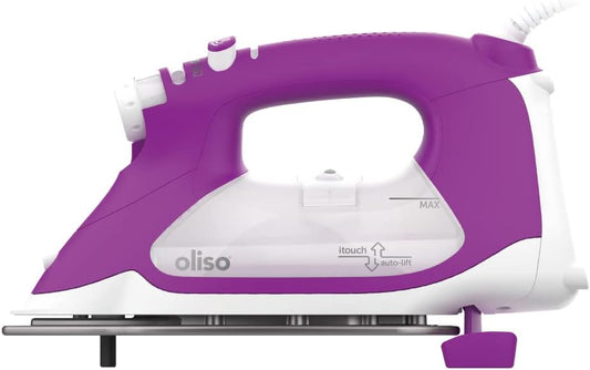 oliso TG1600 ProPlus Smart Iron with Auto-Lift – 1800 Watt Steam Iron for Clothes, Sewing, Quilting & Crafting – Diamond Ceramic-Flow Soleplate, Orchid