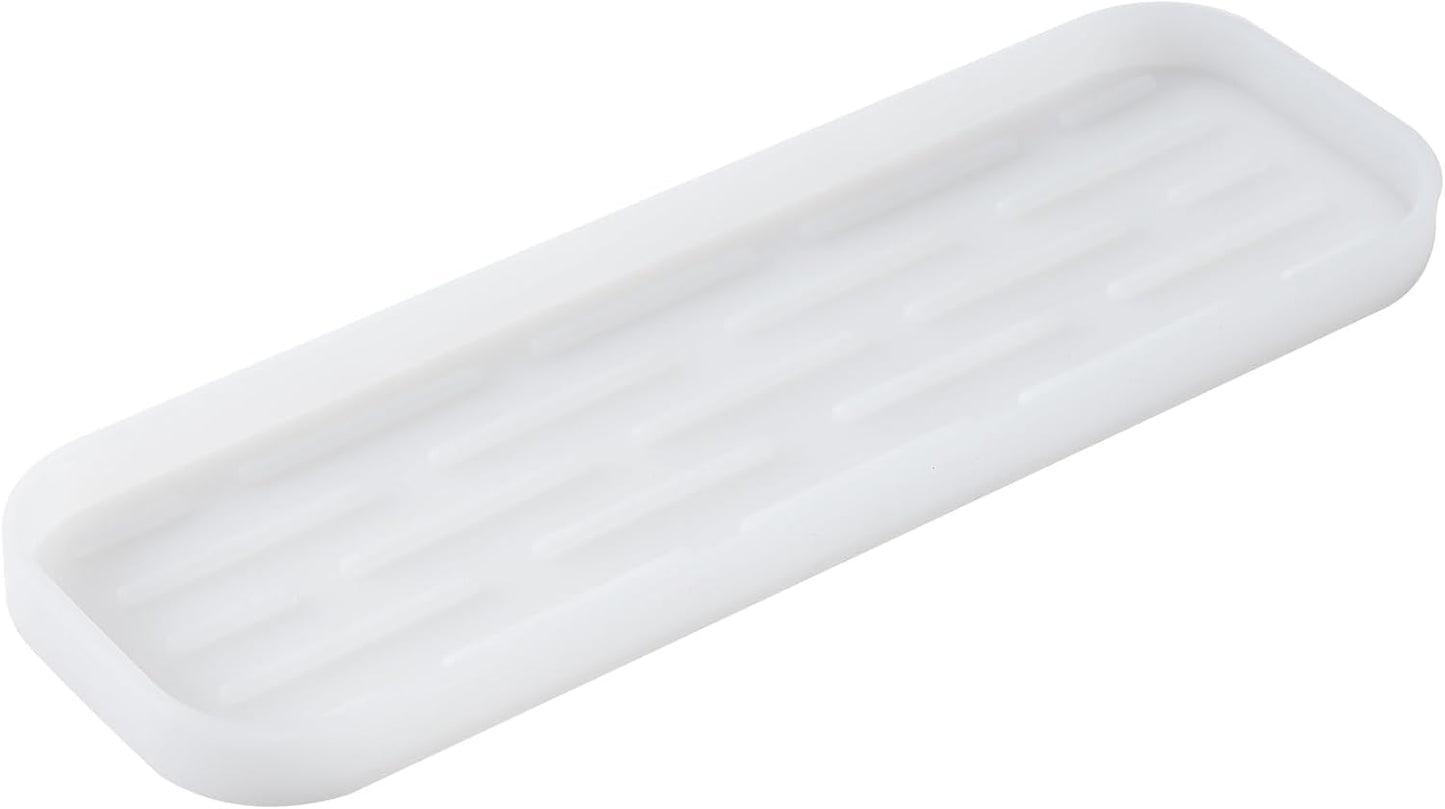 Silicone Kitchen Sink Organizer Tray for Multiple Usage,Easy Clean Sponges Holder for Kitchen Bathroom Counter or Sink,Dish Soap Dispenser,Scrubber,Bottle,Cup Translucent 12" x 4”