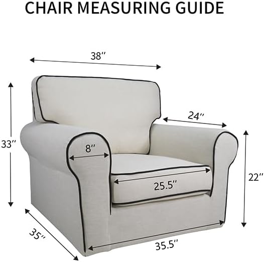 PureFit Reversible Quilted Sofa Cover, Water Resistant Slipcover Furniture Protector, Washable Couch Cover with Non Slip and Elastic Straps for Kids, Dogs, Pets (Chair, Ivory/Ivory)