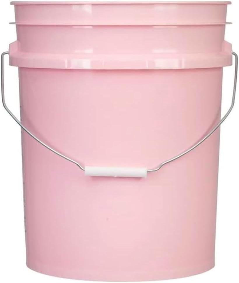 House Naturals 5 Gallon Premium HPDE Plastic Bucket - Made in USA Food Grade Storage Container, BPA Free All Purpose Pail (4, Pink)