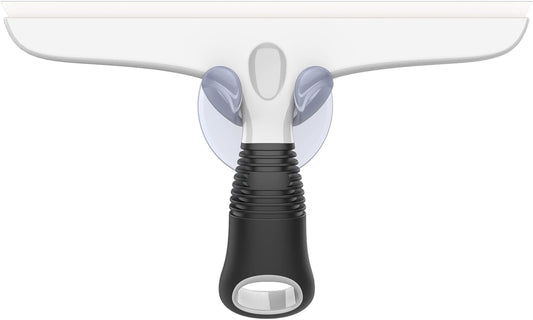 MR.SIGA Multi-Purpose Silicon Squeegee for Window, Glass, Shower Door, Car Windshield, Heavy Duty Window Scrubber, Includes Suction Hook, 10 inch, White & Black, 1 Pack