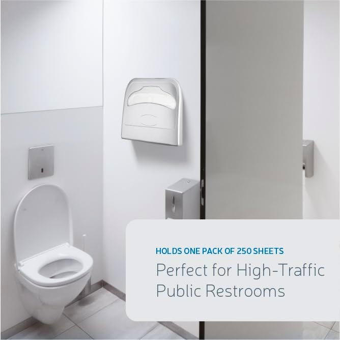 EZbrnd Wall Mount Half-Fold Toilet Seat Cover Dispenser for Commercial/Washroom/Office, Seat Cover Paper Sold Separately, Spray Silver, 3100S-EZ