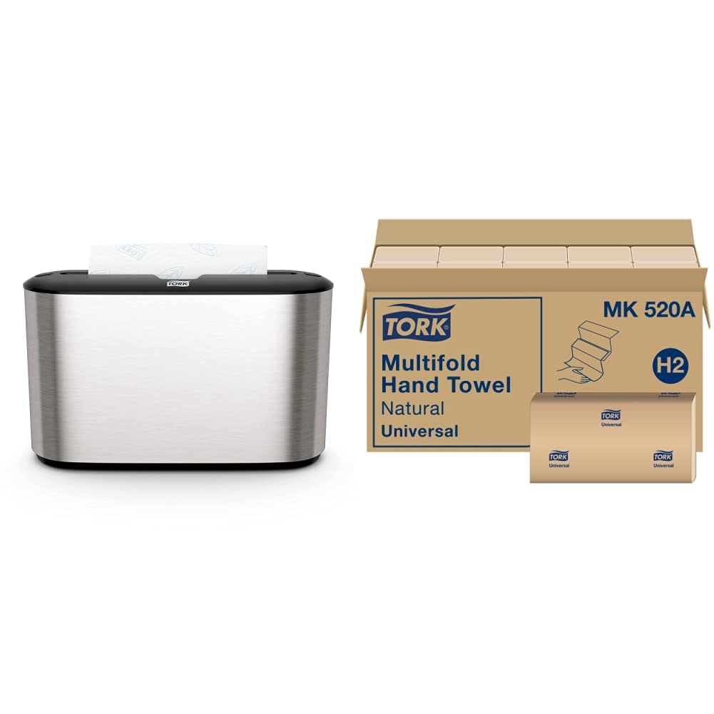 Tork Xpress Paper Towel Dispenser and Tork Multifold Hand Towel Natural H2