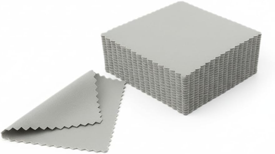 50 Pieces Jewelry Cleaning Cloths Polishing Cloths Sterling Silver, Sterling Gold, Platinum, Coins, Watches Small Polishing Cloths (3.54 in. x 3.54 in.)