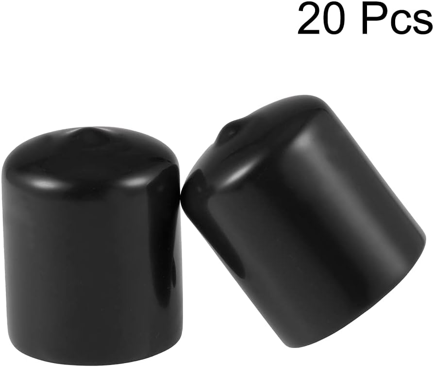 uxcell 20pcs Rubber End Caps 1 1/8"(28mm) ID Vinyl Round Tube Bolt Cap Cover Thread Protectors Black