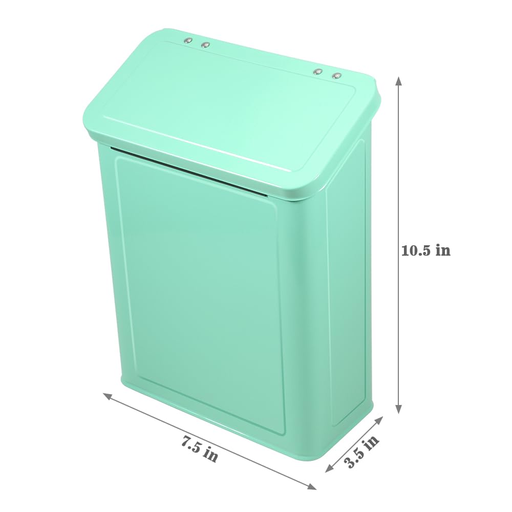 Picowe Magnetic Laundry Storage, Large Metal Lint Holder Bin with Lid for Laundry Room, Space-Saving Trash Container Hanging on Dryer, Washer or Wall Mount Trash Bin (Green)