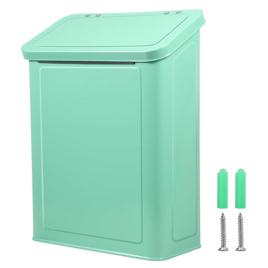 Picowe Magnetic Laundry Storage, Large Metal Lint Holder Bin with Lid for Laundry Room, Space-Saving Trash Container Hanging on Dryer, Washer or Wall Mount Trash Bin (Green)