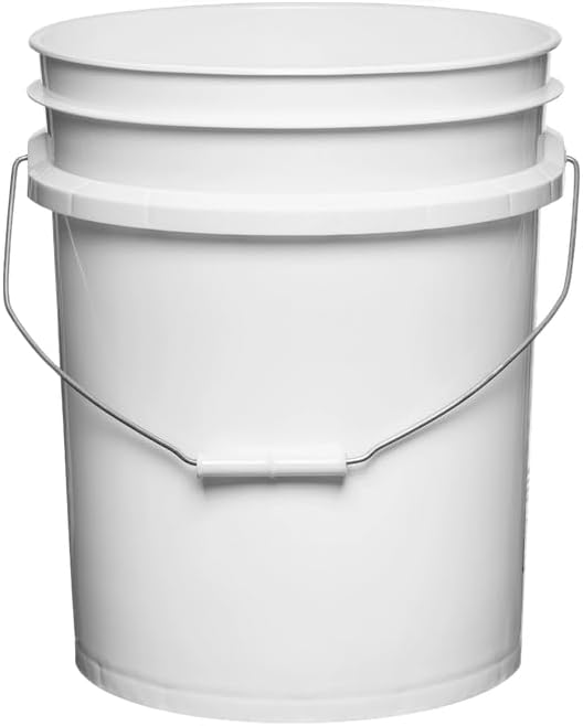 House Naturals 5 Gallon Premium HPDE Plastic Bucket - Made in USA Food Grade Storage Container, BPA Free All Purpose Pail (3, White)