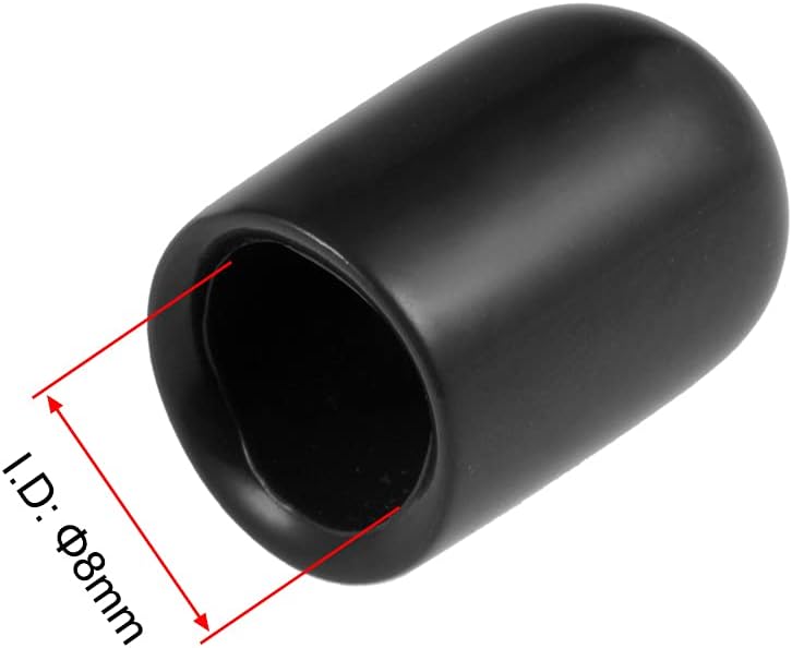 uxcell 20pcs Rubber End Caps 5/16"(8mm) ID Vinyl Round Tube Bolt Cap Cover Thread Protectors Black