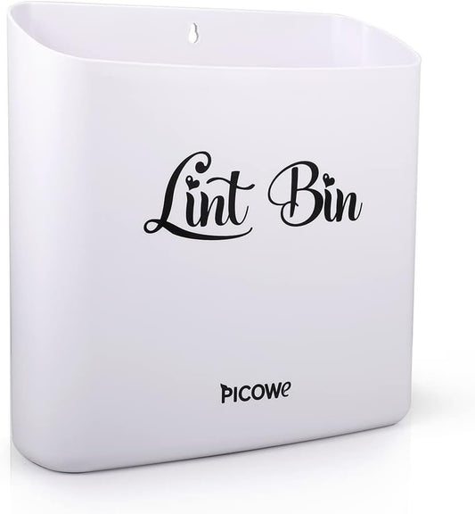 Picowe Magnetic Laundry Storage, Large Lint Holder Bin for Laundry Room, Space-Saving Trash Container Hanging on Dryer, Washer or Wall Mount (Gray White)