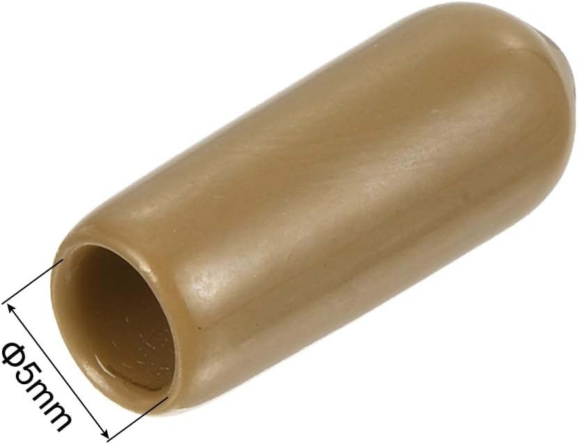 uxcell 20pcs Rubber End Caps 5mm(3/16") ID Vinyl PVC Round Tube Bolt Cap Cover Screw Thread Protectors Light Brown