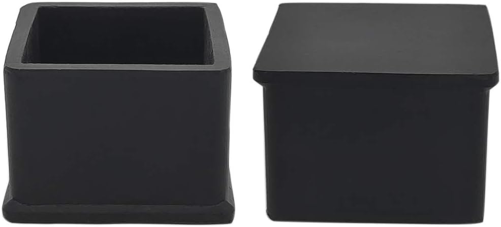 Flyshop Non-Slip Thick Rubber Leg Tips Floor Protectors Square Chair Leg Caps 38 x 38 mm, 1-1/2" x 1-1/2", Black, 20PCS