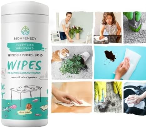 MOMREMEDY Hydrogen Peroxide Cleaning Wipes | All Purpose Cleaner and Stain Remover | Multipurpose for Kitchen, Bathroom, All Surfaces