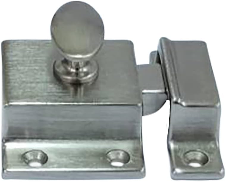 QCAA Traditional Large Oval Turn Cabinet Latch, Solid Brass, 2", for Cupboard & Other Furniture, Brushed Satin Nickel, 1 Pack, Made in Taiwan