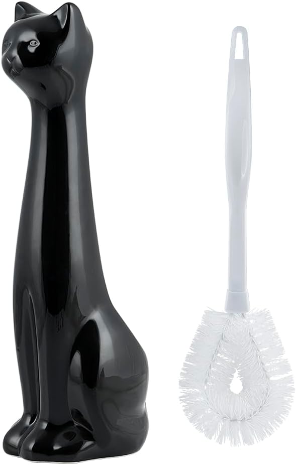 Allure Home Creation Black Cat 2-Piece Toilet Brush Holder and Brush Set