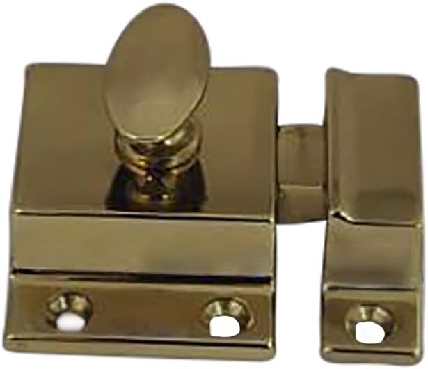 QCAA Traditional Large Oval Turn Cabinet Latch, Solid Brass, 2", for Cupboard & Other Furniture, Polished Brass, 1 Pack, Made in Taiwan