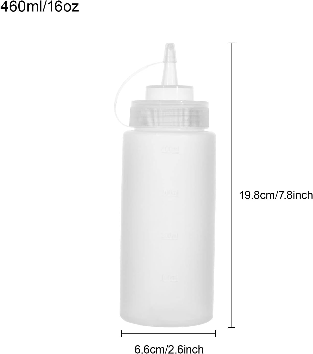 Squeeze Bottles for Sauces 2 Pack, 16 Ounce Plastic Dressing Squirt Bottles with Cap Lids, Condiment Bottle for Liquids BBQ Dressing Pancake Art Dispenser