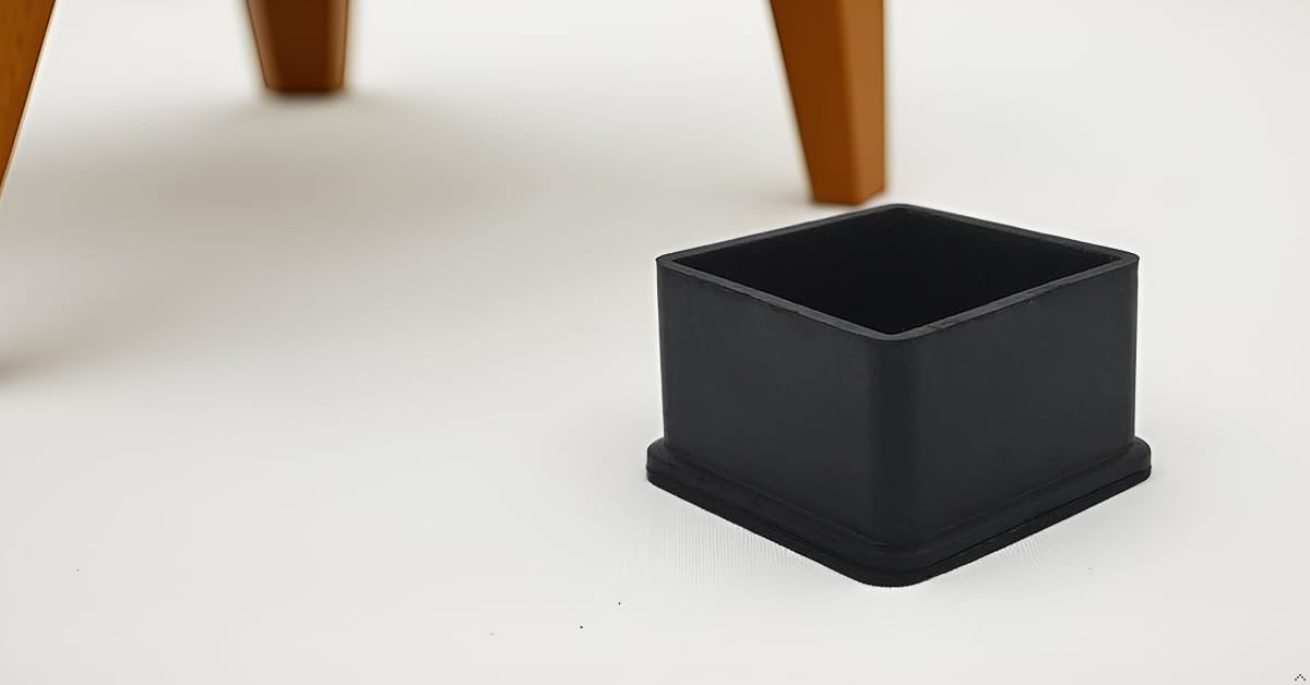 Flyshop Heavy Duty Non-Slip Rubber Leg Tips Floor Protectors Square Chair Leg Caps 50 x 50 mm, 2" x 2", Black, 20PCS