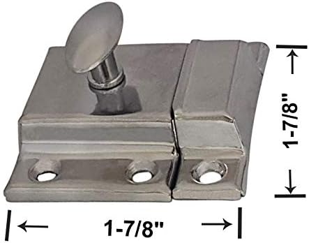 QCAA Oval Turn Cabinet Latch, for Cupboard & Other Furniture, Large, Chrome Plated, Made in Taiwan, 2 Pack