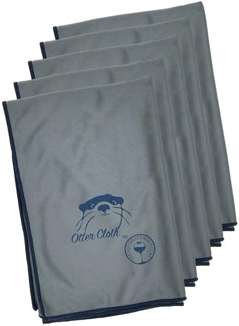 Trendy Bartender Toast to Perfection Microfiber Glass Polishing Lint-Free Cloth for Spotless Shine and a Residue-Free Finish - Pack of 5-25x20 inch - Grey