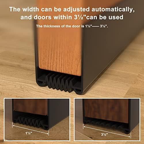 Door Draft Stopper, 39” Length Cuttable Weather Stripping Door Seal, Strong Adhesive Door Sweep for Exterior and Interior Doors (2, Black)