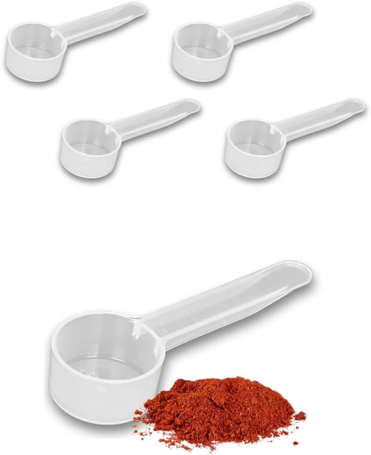 4 Pack – 1 Tablespoon Plastic Measuring Scoop – 14.8 cc / 14.8 ml / ½ oz. – Long Handled Scoop for Protein, Powders, Coffee, Milk Powder, Laundry Soap