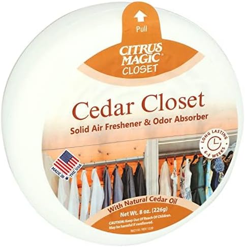 Citrus Magic For Closets Odor Absorbing Solid Air Freshener, Cedar Closet, 8-Ounce, Pack of 1 (616000000)