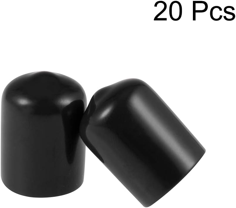 uxcell 20pcs Rubber End Caps 13mm ID Vinyl Round Tube Bolt Cap Cover Thread Protectors Black