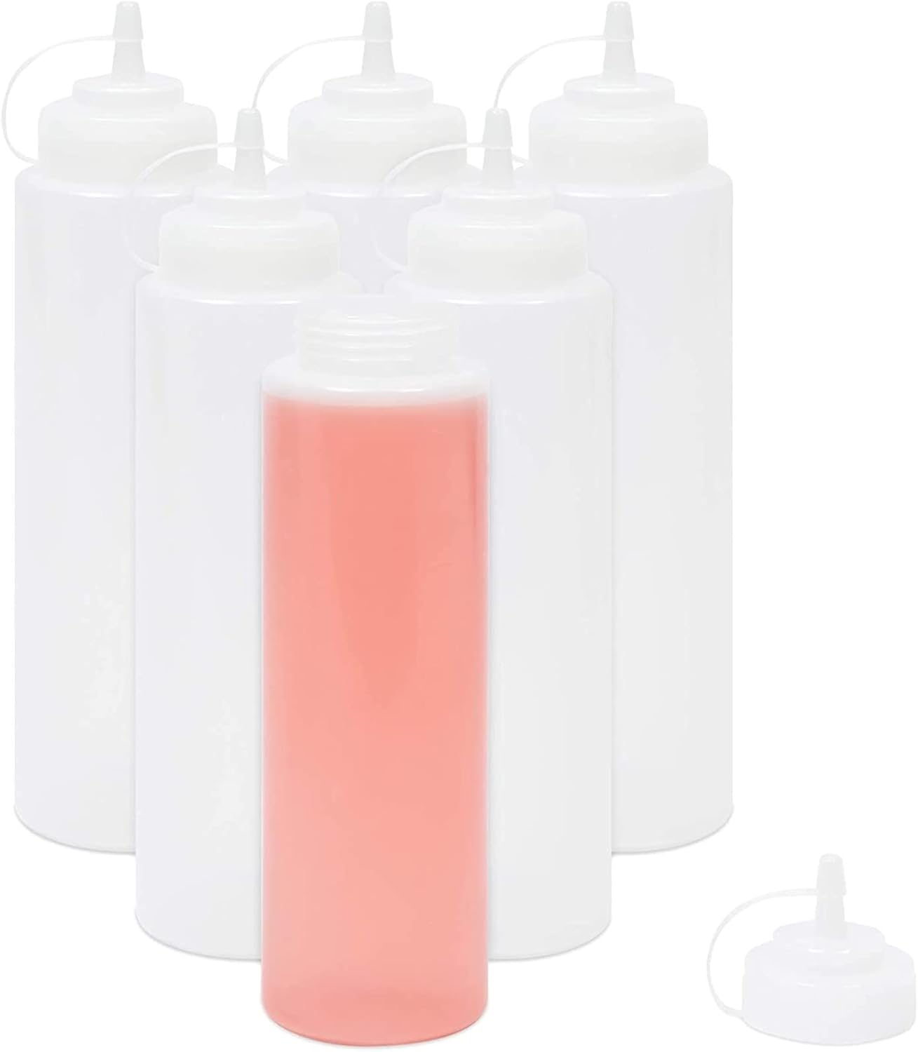 Juvale Condiment Squeeze Bottles for Sauces & Dressings - 29 Oz Clear Plastic 6-Pack - Leak-Proof Durable Dispenser Bottles for Liquids - Commercial Plastic Oil & Salad Dressing Dispenser