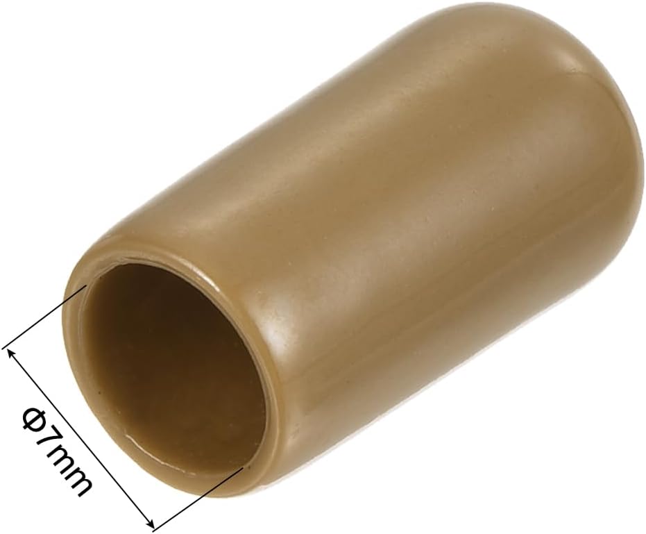 uxcell 20pcs Rubber End Caps 7mm ID Vinyl PVC Round Tube Bolt Cap Cover Screw Thread Protectors Light Brown