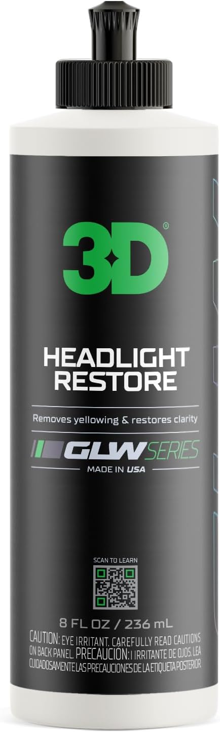 3D GLW Series Headlight Restore – 2-Step Kit Removes Oxidation, Scratches & Yellowing | UV Protection for Clear Headlights & Safer Driving | Made in USA - 8 oz