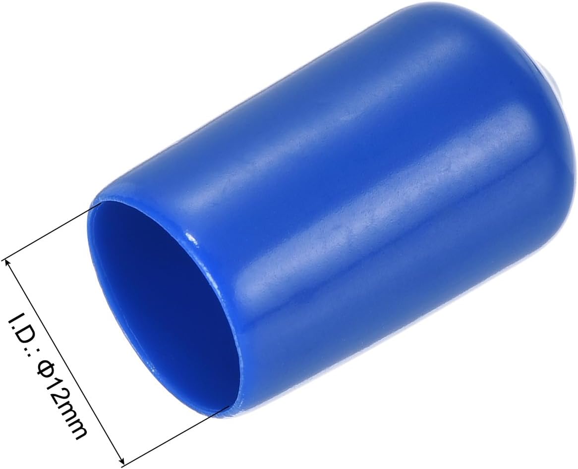 uxcell 20pcs Rubber End Caps 12mm(1/2 inch) ID Vinyl Round Tube Bolt Cap Cover Screw Thread Protectors Blue