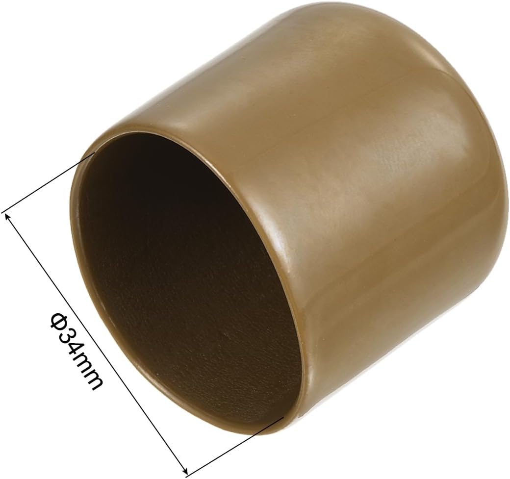 uxcell 20pcs Rubber End Caps 34mm ID Vinyl PVC Round Tube Bolt Cap Cover Screw Thread Protectors Light Brown