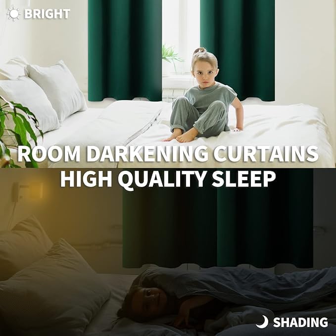 BGment Emerald Green Blackout Curtains 40 Inch Length for Short Window - Small Thermal Insulated Drapes with Rod Pocket for Bathroom Ktichen Cafe Rv Camper, 34 x 40 Inch, 2 Panels