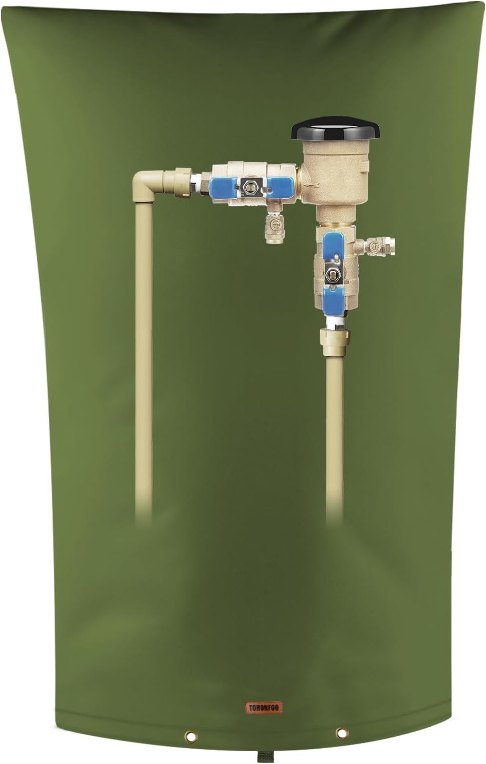 TOHONFOO Backflow Preventer Pipe Insulation Cover (5°F) - Irrigation Sprinkler Valve Insulated Pouch - Water Well Pump Cover - Sturdy 5 Layers for Winter Freeze Protection, 22" W x 34" H, Green