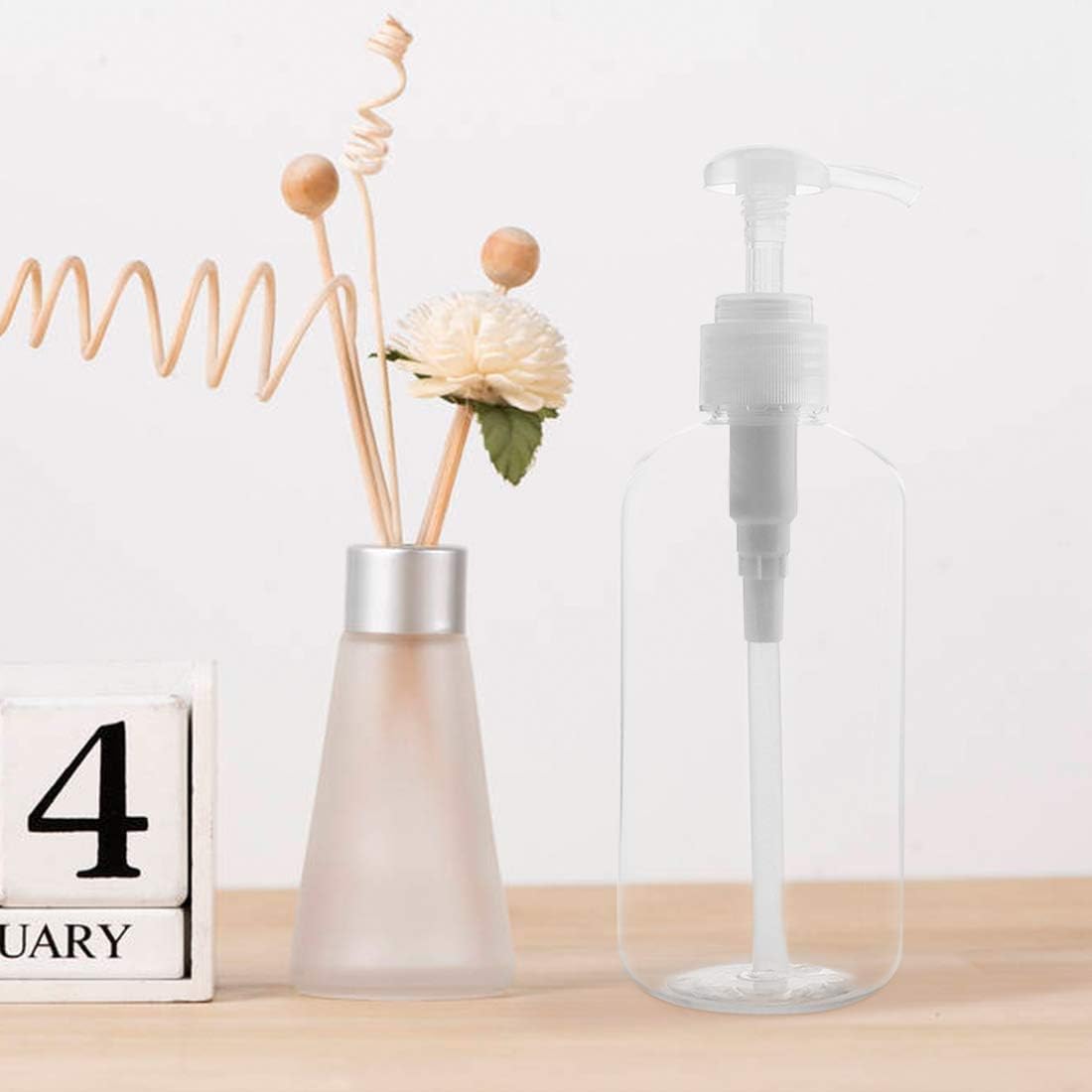 Yebeauty Pump Bottle Dispenser, 4 Pack 10oz/300ml Plastic Dish Lotion Soap Dispenser Clear Liquid Shampoo Container for Bathroom Kitchen Hotel Body Wash