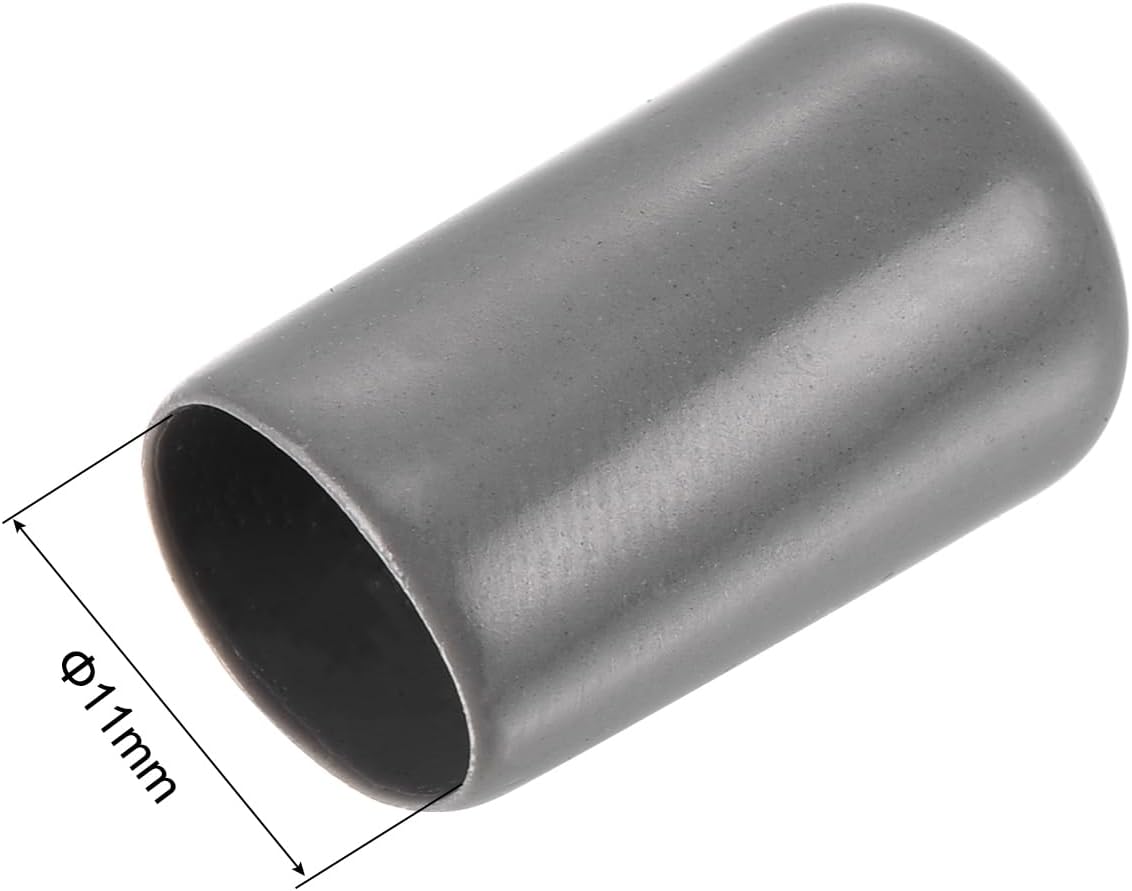 uxcell 20pcs Rubber End Caps 11mm ID Vinyl PVC Round Tube Bolt Cap Cover Screw Thread Protectors Dark Grey