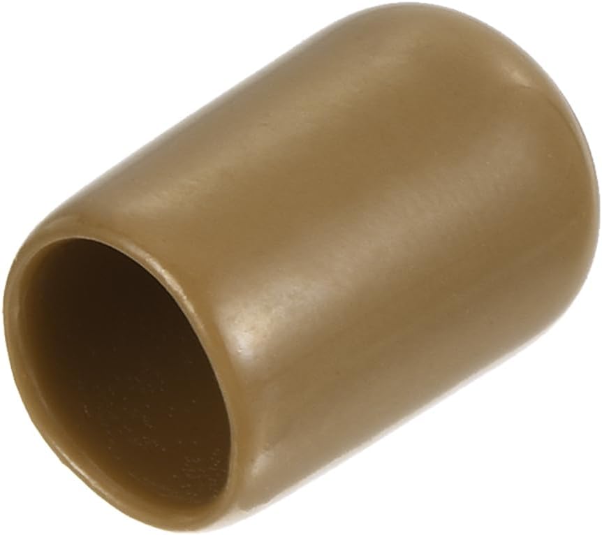 uxcell 20pcs Rubber End Caps 9mm(3/8") ID Vinyl PVC Round Tube Bolt Cap Cover Screw Thread Protectors Light Brown