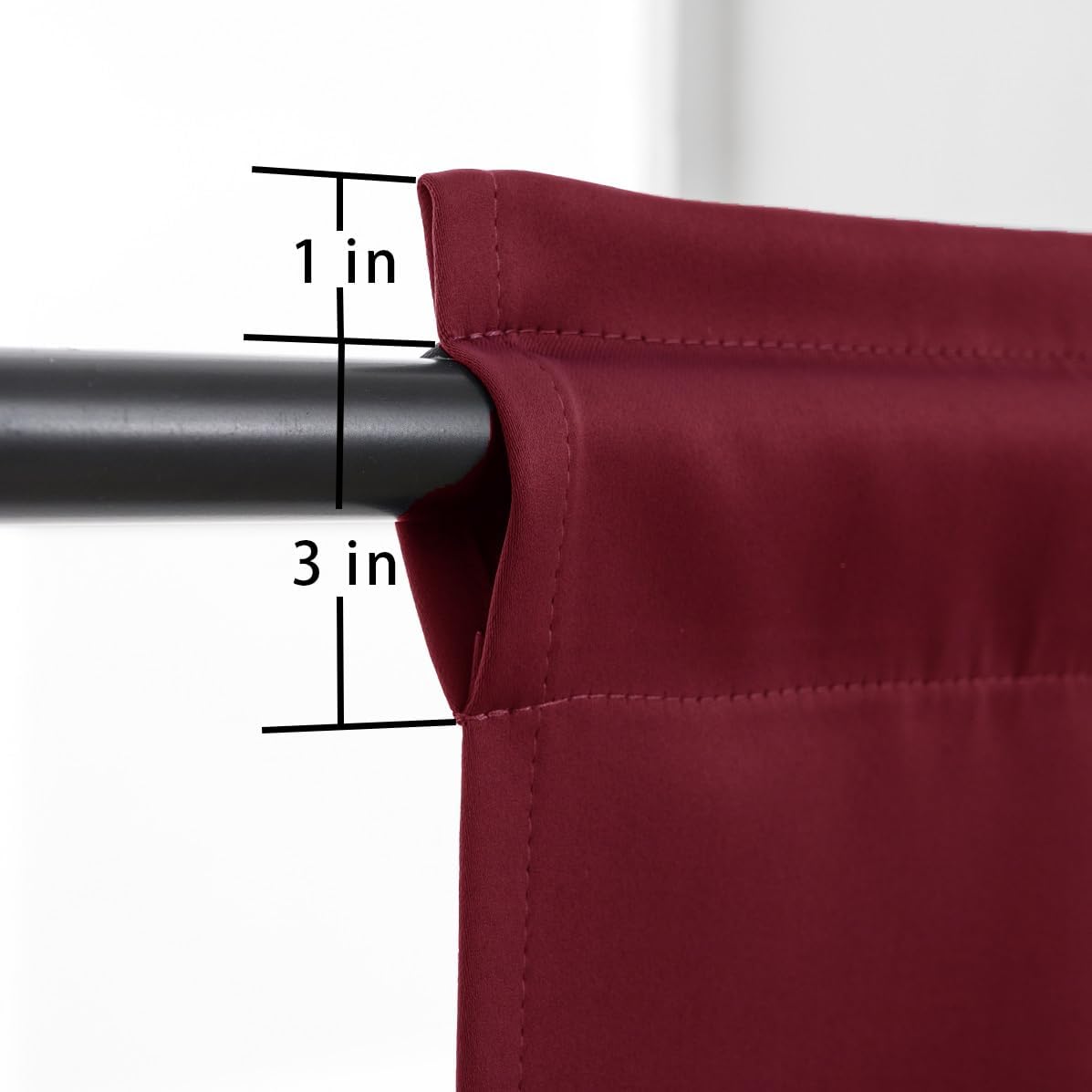 Pickluc Rod Pocket Tier Curtain - Half Blackout Curtain for Kitchen, Bathroom, Cabinet, Basement, 42 Inches Wide and 36 Inches Long, Burgundy Red, 2 Panels