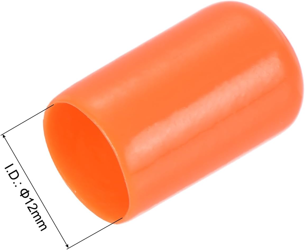 uxcell 20pcs Rubber End Caps 12mm(1/2 inch) ID Vinyl Round Tube Bolt Cap Cover Screw Thread Protectors Orange