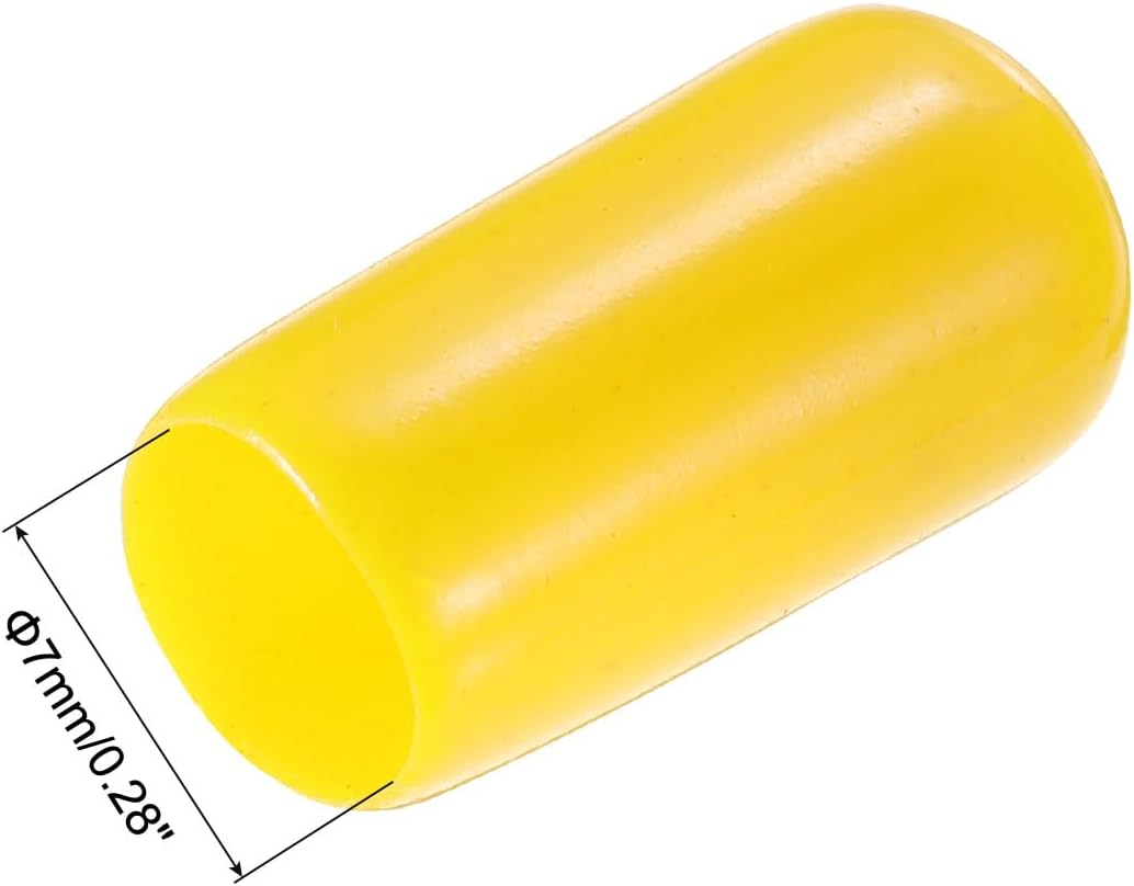 uxcell 20pcs Rubber End Caps 7mm ID Vinyl PVC Round Tube Bolt Cap Cover Screw Thread Protectors Yellow