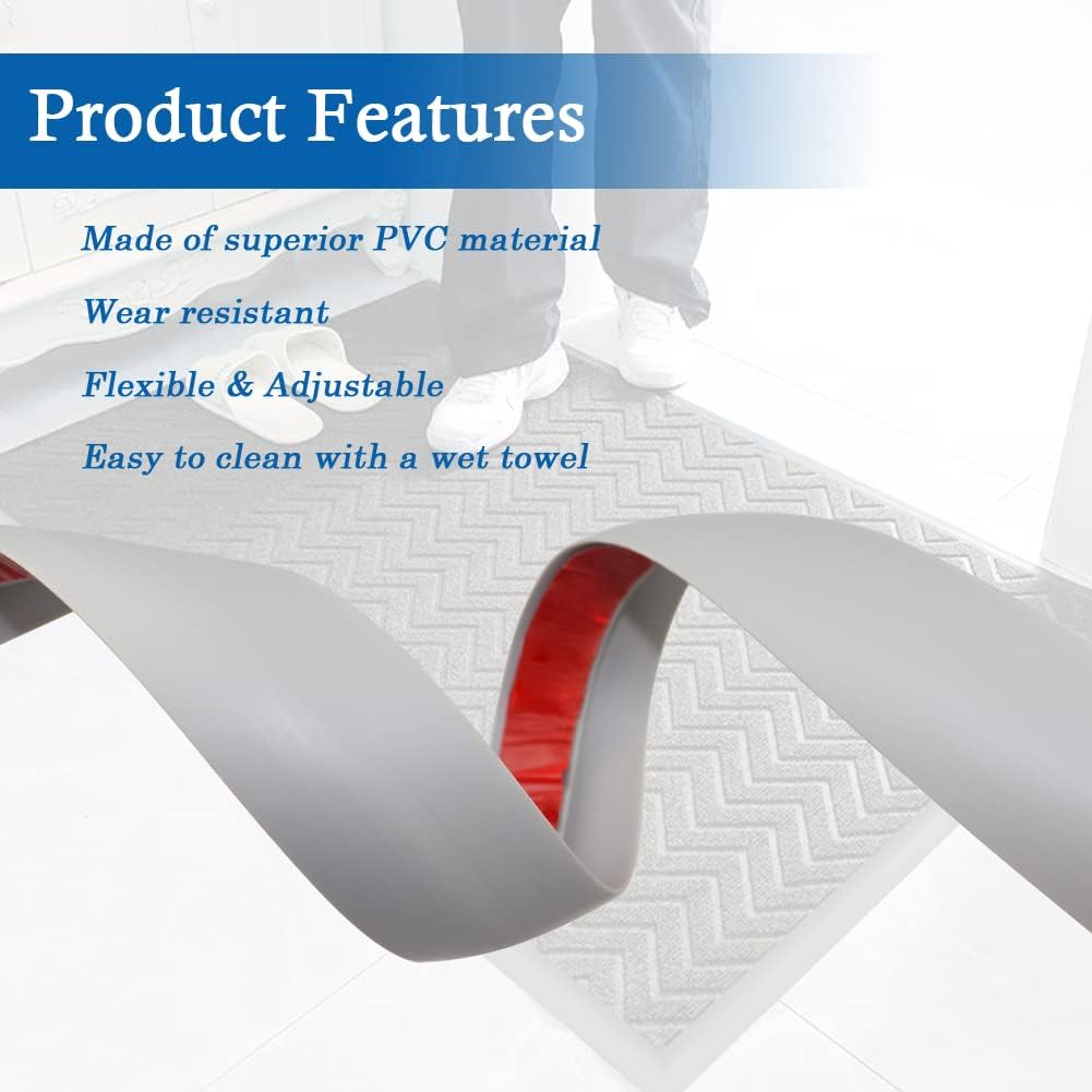 Floor Transition Strip Self Adhesive Carpet & Flooring Transitions Edging Trim Strip PVC Threshold Transitions Suitable for Threshold Height Less Than 5mm (20Ft, Dark Gray)